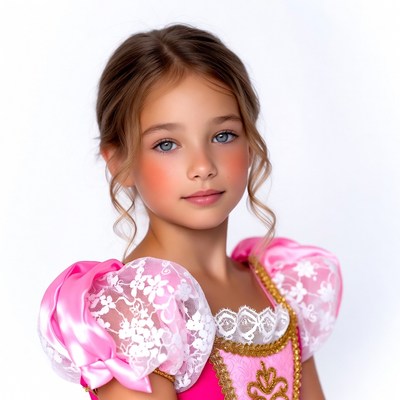 Girl in pink princess dress