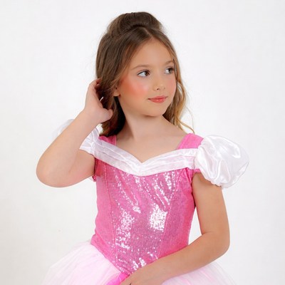 Girl in pink Cinderella costume