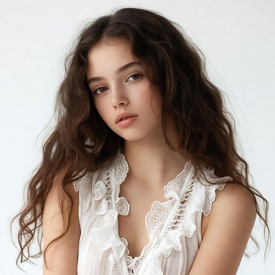Young woman with wavy brown hair