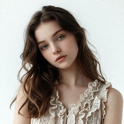 Young woman with wavy brown hair