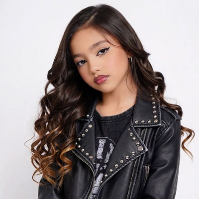 Young girl in studded leather jacket
