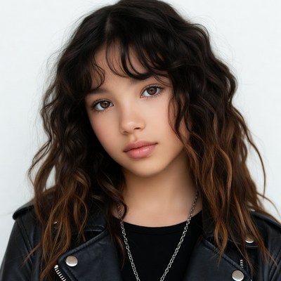 Teen girl in leather jacket