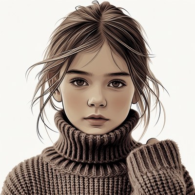 Girl in turtleneck sweater portrait