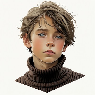 Young boy in turtleneck sweater