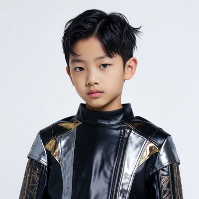 Asian boy in futuristic jacket