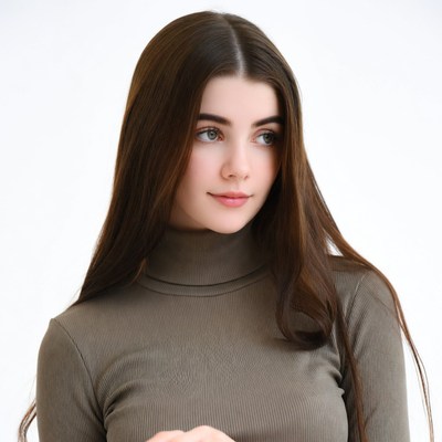 Young woman with long brown hair