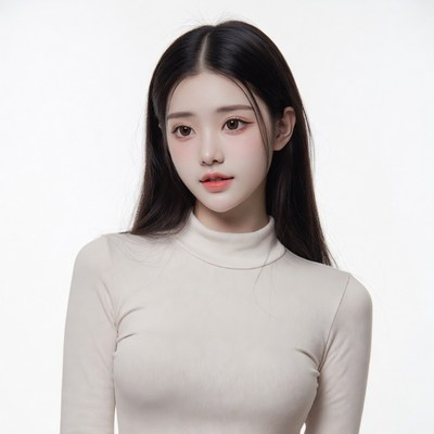 Asian woman in white turtleneck