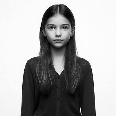 Young girl with long hair portrait