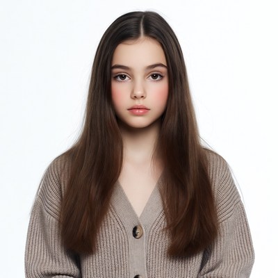 Young girl with long brown hair