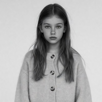 Girl in button cardigan