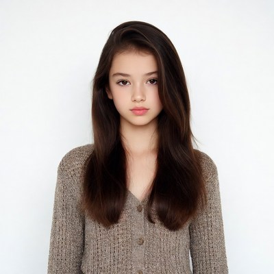 Asian girl with long brown hair