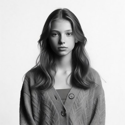 Teen girl in cardigan portrait