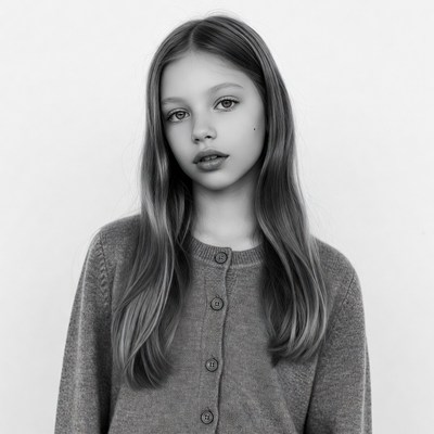 Young girl with long hair portrait