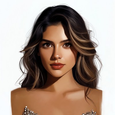 Beautiful woman with long wavy hair