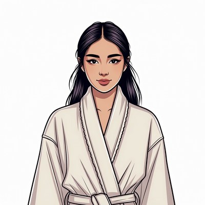 Asian woman in white kimono robe