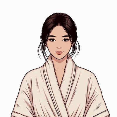 Asian woman in white kimono