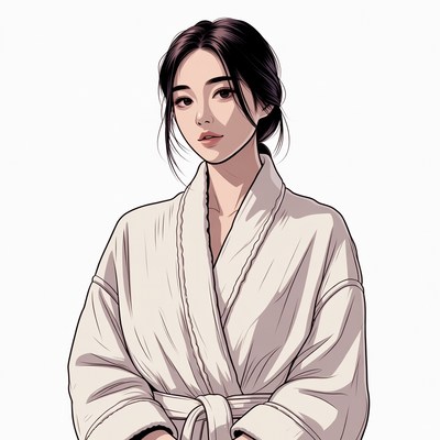 Asian woman in white kimono