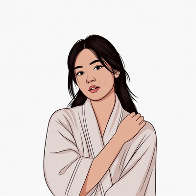 Asian woman in white kimono