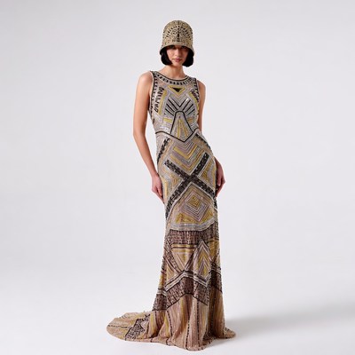 Woman in Beaded Flapper Gown