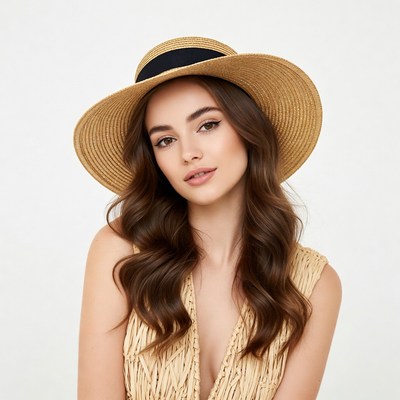 Woman wearing straw hat