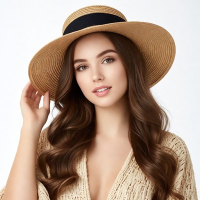 Woman wearing straw hat