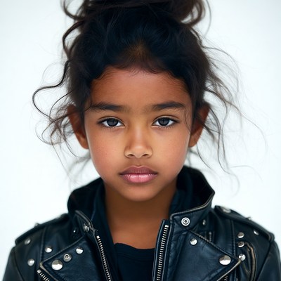Young girl in leather jacket