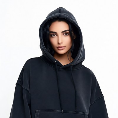 Woman in black hoodie