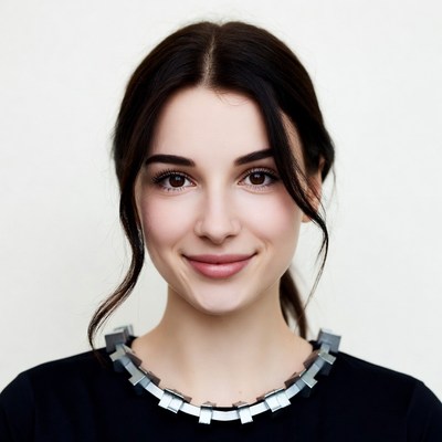 Smiling woman with black hair