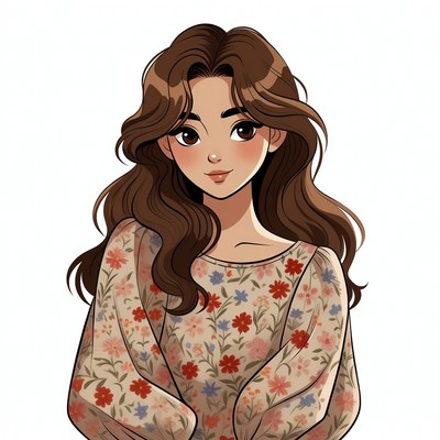 Asian woman in floral blouse