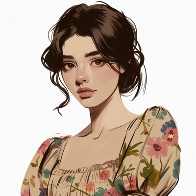 Woman in floral dress portrait