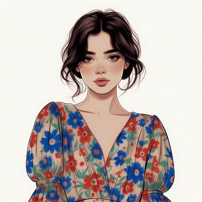 Beautiful woman in floral dress