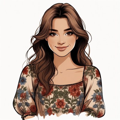 Beautiful Asian woman in floral dress