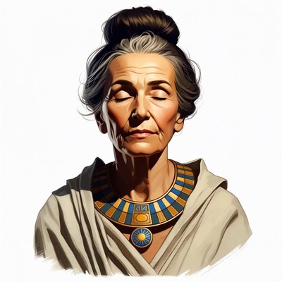 Elderly woman in Egyptian necklace