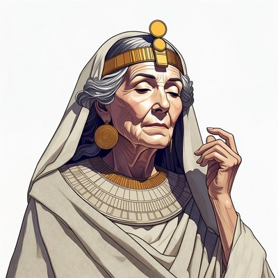 Elderly Egyptian Woman in White Headdress
