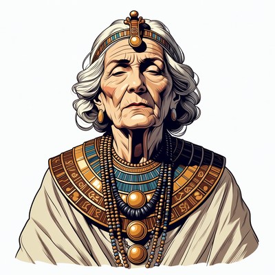 Elderly Egyptian woman in gold jewelry