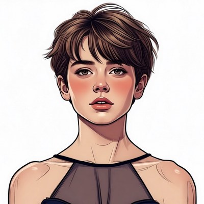 Woman with short brown hair