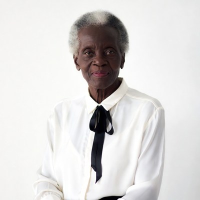 Elderly African-American woman in white shirt