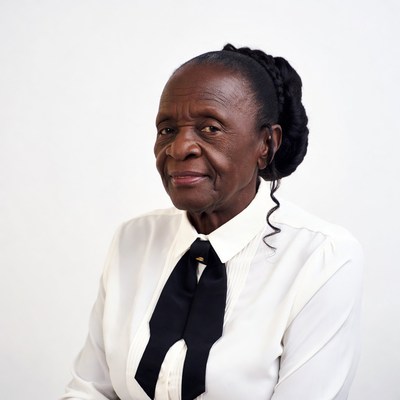 Elderly African-American woman in white shirt