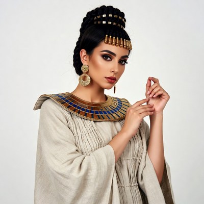Egyptian woman in ancient gold jewelry