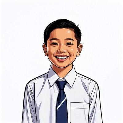 Asian boy smiling in school uniform
