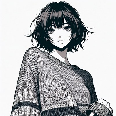 Anime girl in oversized sweater