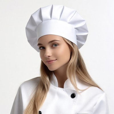 Blonde woman wearing chef hat