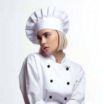Woman wearing chef hat and uniform