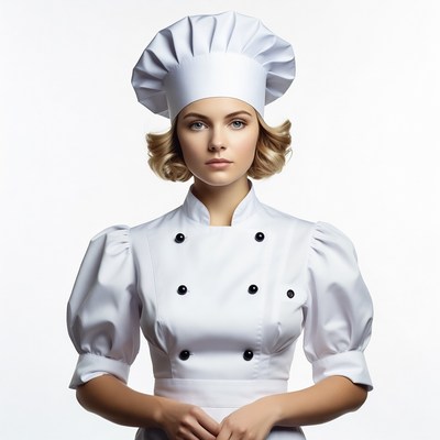 Woman wearing chef hat and uniform