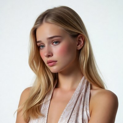 Blonde woman in pink halter top