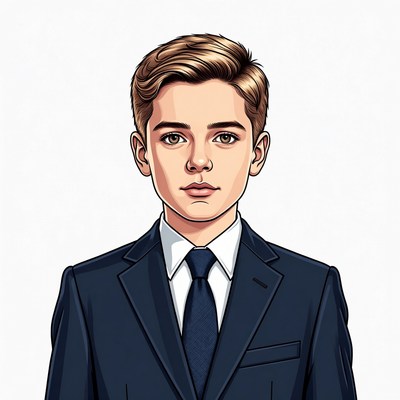 Blond boy in navy suit