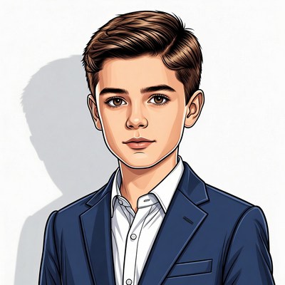 Boy in blue suit illustration