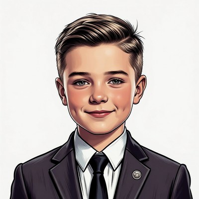 Young boy in suit smiling