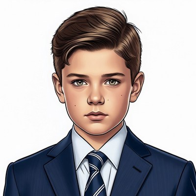 Young boy in suit and tie