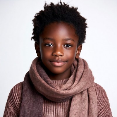 African boy in scarf smiling